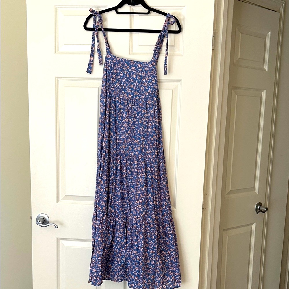 Madewell Floral Print Blue Maxi Dress